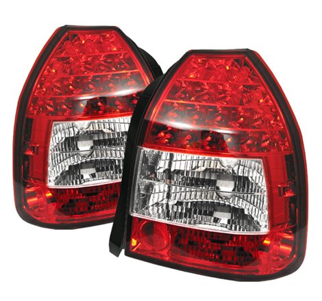 Spyder Honda Civic 96-00 3DR LED Tail Lights Red Clear ALT-YD-HC96-3D-LED-RC