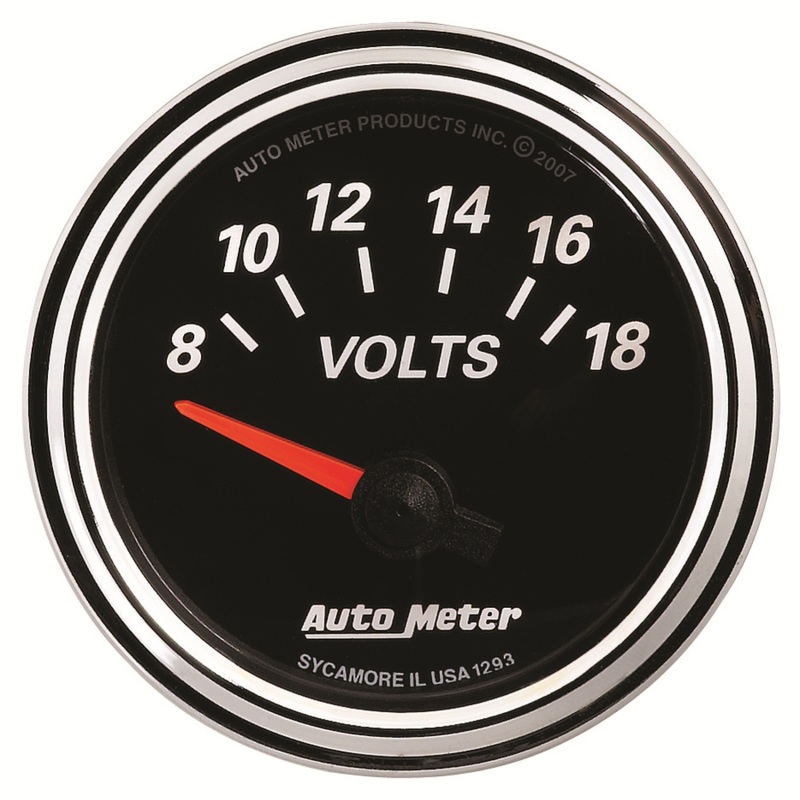 Autometer Designer Black II 52mm 18V Voltmeter Gauge