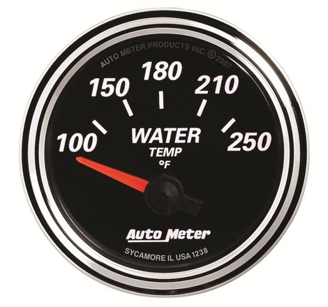 Autometer Designer Black II 52mm 250 Deg F Water Temp Gauge