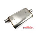 JBA Universal Chambered Style 304SS Muffler 13x9.75x4 2.5in Inlet Diameter Offset/Center