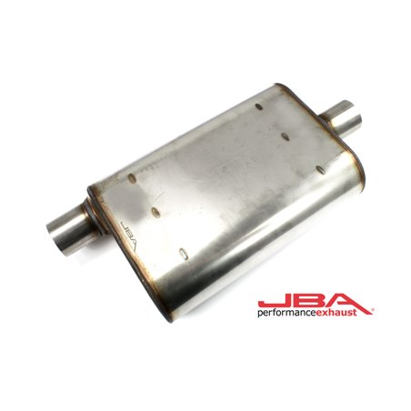 JBA Universal Chambered Style 304SS Muffler 13x9.75x4 2.5in Inlet Diameter Offset/Center