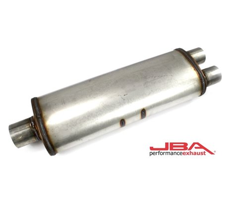 JBA Universal Chambered 304SS Muffler 25x8x5in 3in Center Inlet/2.5in Dual Outlet