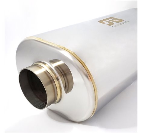Stainless Bros 2.5in x 17in OAL SS304 Oval Muffler - Polished