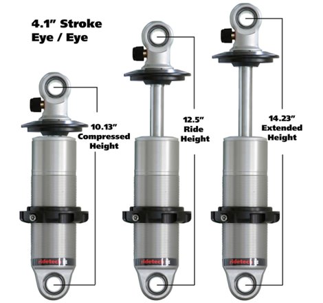 Ridetech HQ Series CoilOver Shock 4.1in Travel 2.5in Coil Eye/Eye Mounting 10.125inx14.225in