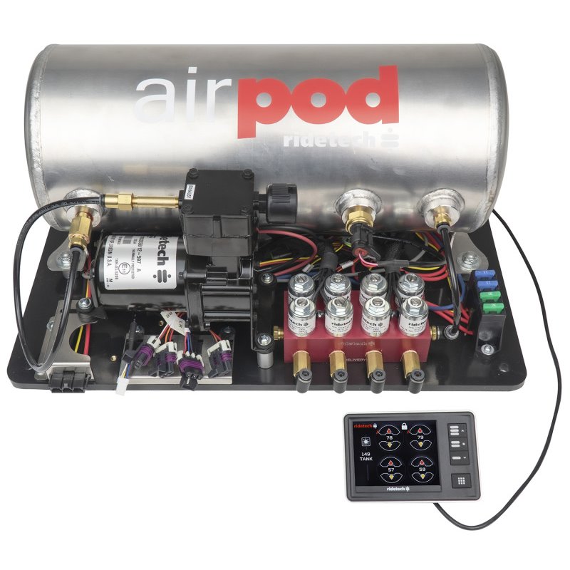 Ridetech RidePro E5 Air Ride Suspension Control System 3 Gal Single Compressor AirPod 1/4in Valves