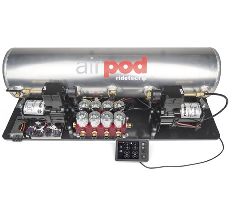 Ridetech RidePro E5 Air Ride Control System 5Gal Dual Compressor AirPod Hi-Flow Big Red 3/8in Valves