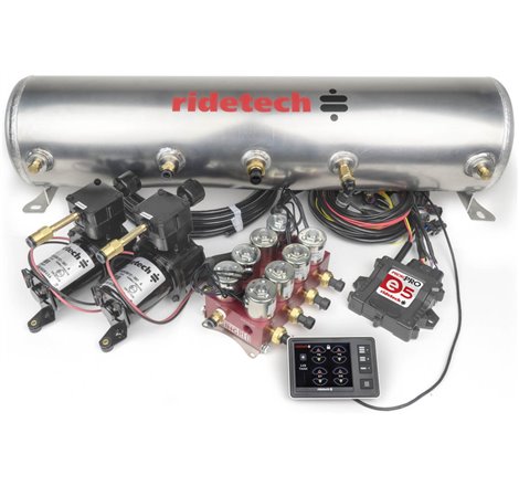Ridetech RidePro E5 Air Ride Control System 5 Gal Dual Compressor High Flow Big Red 3/8in Valves