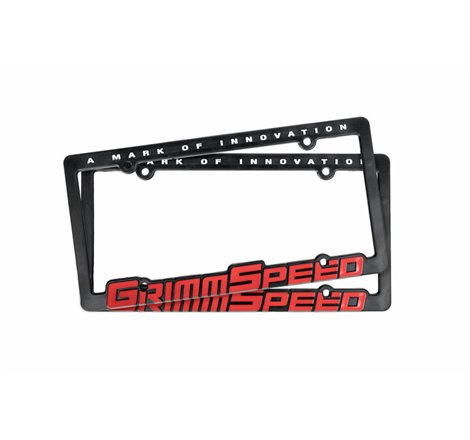 GrimmSpeed License Plate Frame - GrimmSpeed Red Text (Pair)