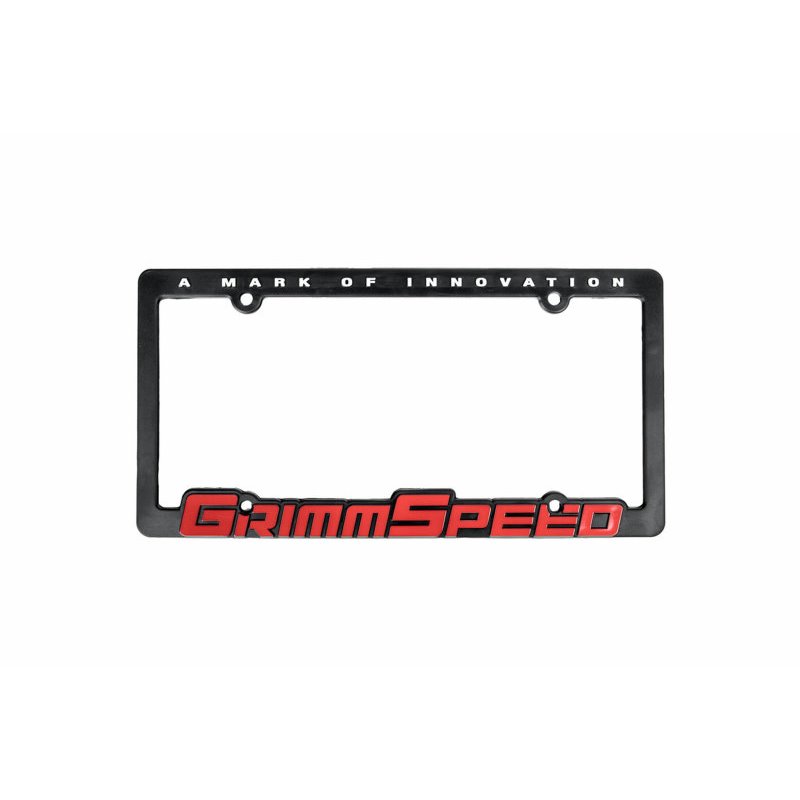 GrimmSpeed License Plate Frame - GrimmSpeed Red Text (Single)