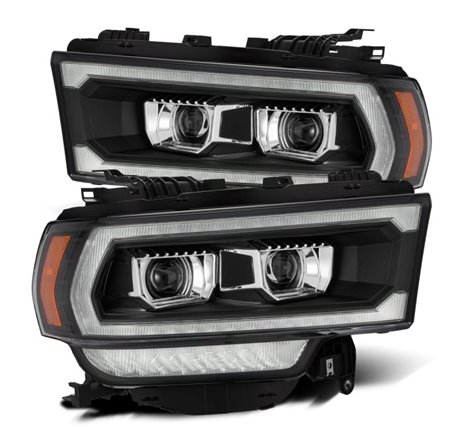 AlphaRex 19-21 Ram 2500 LUXX LED Proj Headlights Plank Style Black w/Activ Light/Seq Signal/DRL