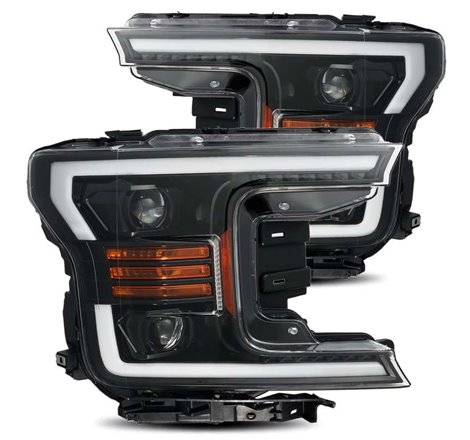 AlphaRex 18-20 Ford F-150 LUXX LED Proj Headlights Plank Style Jet Blk w/Activ Light/Seq Signal/DRL
