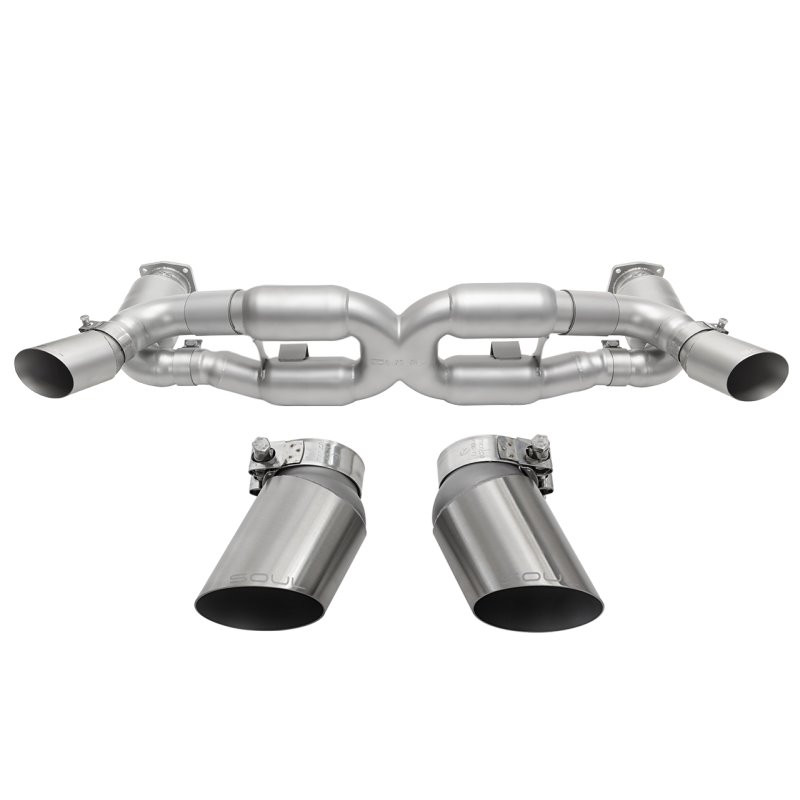 SOUL 10-12 Porsche 997.2 Turbo Sport X-Pipe Exhaust - GT2 Style Brushed Finish Tips