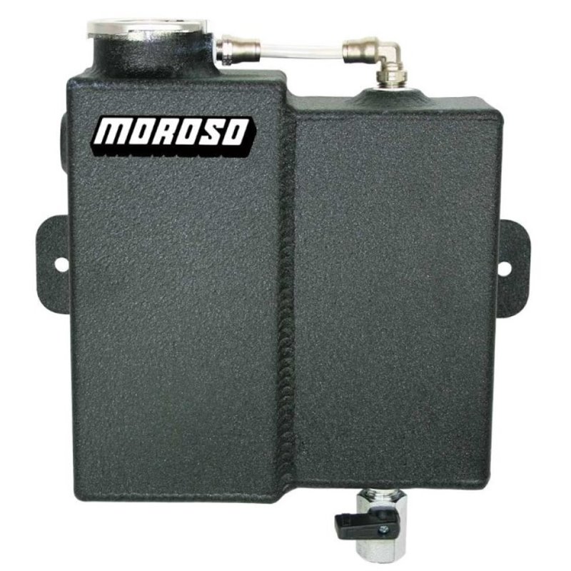 Moroso Universal Dual Coolant Expansion/Recovery Catch Tank - Black Powder Coat
