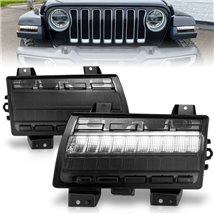 ANZO 2018-2021 Jeep Wrangler LED Side Markers Chrome Housing Smoke Lens w/ Seq. Signal Low Config