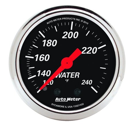 Autometer Designer Black 2 1/16in 120-240 Deg F Mechanical Water Temp Gauge