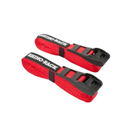 Rhino-Rack Rapid Tie Down Straps w/Buckle Protector - 4.5m/15ft - Pair - Red