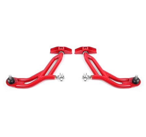 BMR 10-14 Ford Mustang Adj. Lower A-Arms w/ Delrin/Rod End / 18mm Tall Ball Joint - Red