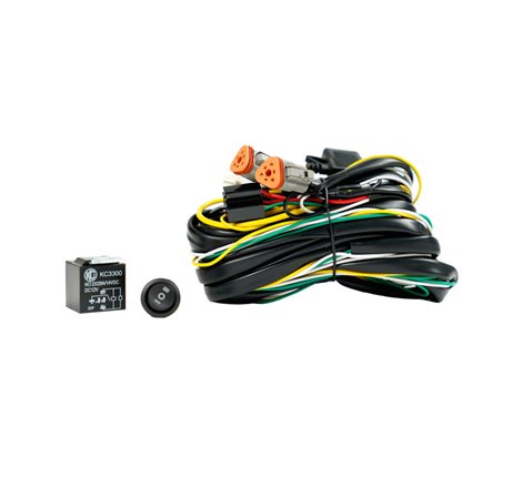 KC HiLiTES Wiring Harness FLEX ERA w/40 AMP Relay & 3 Position LED Rocker Switch (3-Pin Deutsch Con)
