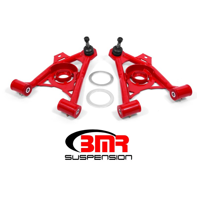 BMR 94-04 Mustang Lower Non-Adj. A-Arms (Poly) w/ Tall Ball Joint / Spring Pocket - Red