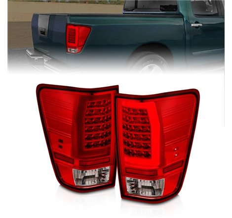 Anzo 04-15 Nissan Titan Full LED Tailights Chrome Housing Red/Clear Lens