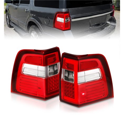 ANZO 07-17 For Expedition LED Taillights w/ Light Bar Chrome Housing Red/Clear Lens