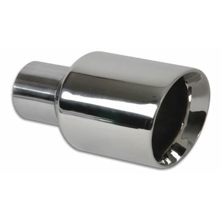Vibrant 2.50in Inlet I.D. 3.50in Outlet O.D. Round Stainless Steel Tip (Double Wall Angle Cut)