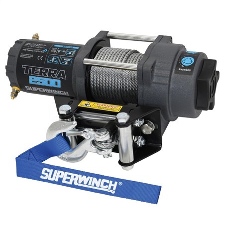 Superwinch 2500 LBS 12V DC 3/16in x 40ft Steel Rope Terra 2500 Winch - Gray Wrinkle