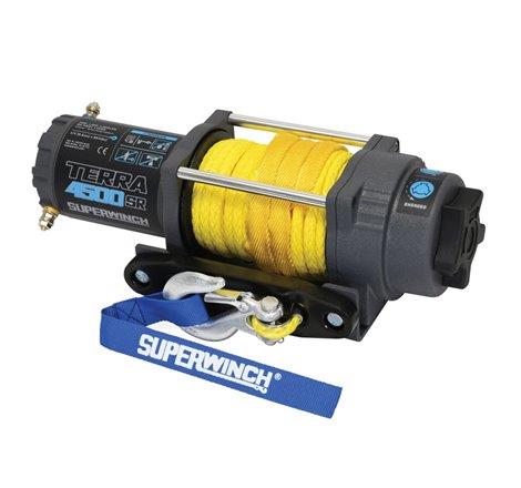 Superwinch 4500 LBS 12V DC 1/4in x 50ft Synthetic Rope Terra 4500SR Winch - Gray Wrinkle