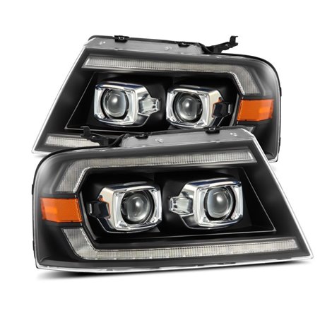 AlphaRex 04-08 Ford F150 PRO-Series Projector Headlights Alpha-Black w/ Sequential Signal and DRL
