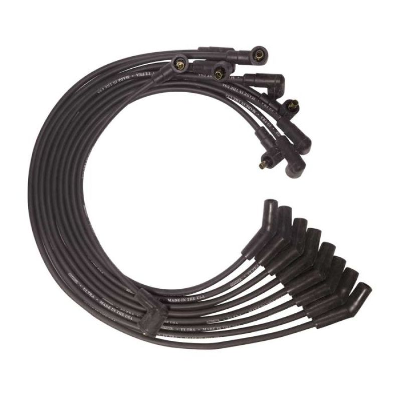 Moroso BB Ford 351C/390/429/460 135 Deg Boots Non-HEI Unsleeved Ultra Spark Plug Wire Set - Black