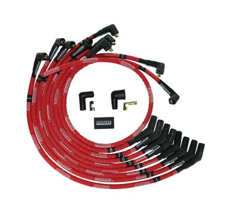 Moroso SB Ford 260/289/302 135 Deg Plug Boots Non-HEI Sleeved Ultra Spark Plug Wire Set - Red