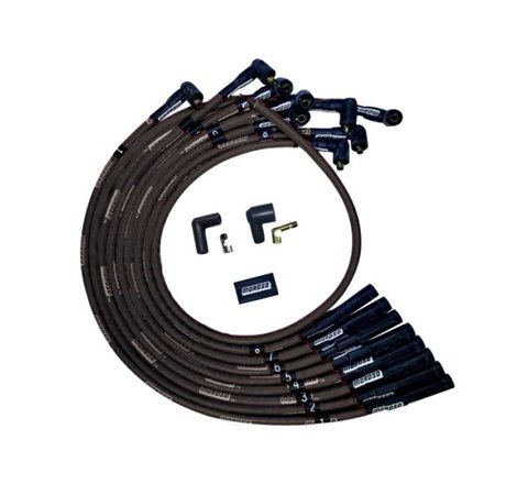 Moroso BBC Over Valve Cover Str Plug End Non-HEI Sleeved Ultra Spark Plug Wire Set - Black