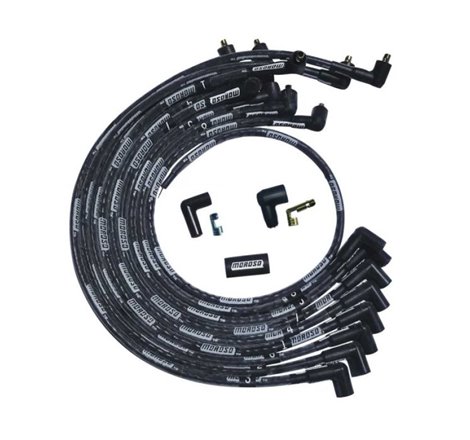 Moroso SBC Over Valve Cover Sleeved 90 Deg Plug Non-HEI Ultra Spark Plug Wire Set - Black