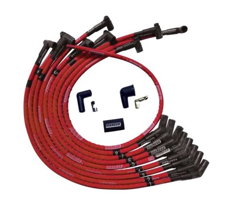 Moroso SB Ford 260/289/302 135 Deg Plug Boots HEI Sleeved Ultra Spark Plug Wire Set - Red