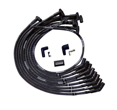Moroso BBC Over Valve Cover 135 Deg Plug HEI Sleeved Ultra Spark Plug Wire Set - Black