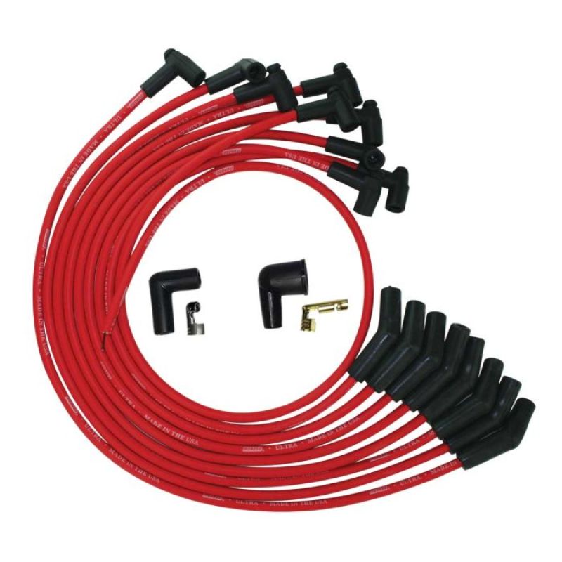 Moroso SB Ford 260/289/302 135 Deg Plug Boots HEI Ultra Spark Plug Wire Set - Red