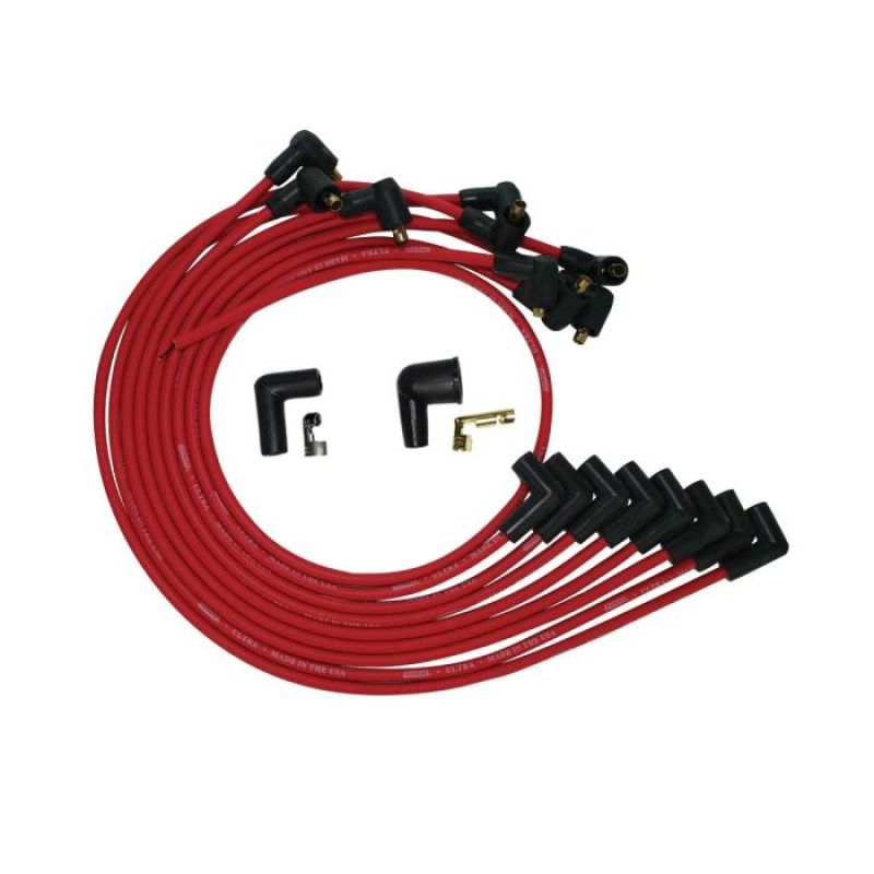 Moroso BBC Under The Heade 90 Deg Plug Boots HEI Ultra Spark Plug Wire Set - Red
