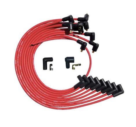 Moroso SBC Over Valve Cover 90 Deg Plug Non-HEI Ultra Spark Plug Wire Set - Red