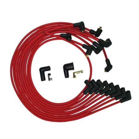 Moroso BBC Under Header 90 Deg Plug Non-HEI Ultra Spark Plug Wire Set - Red