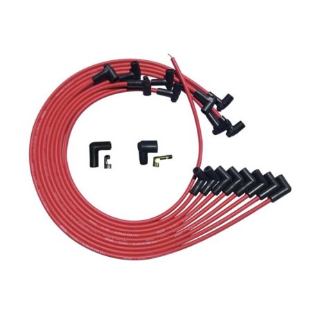 Moroso SBC Under Header 90 Deg Plug HEI Ultra Spark Plug Wire Set - Red
