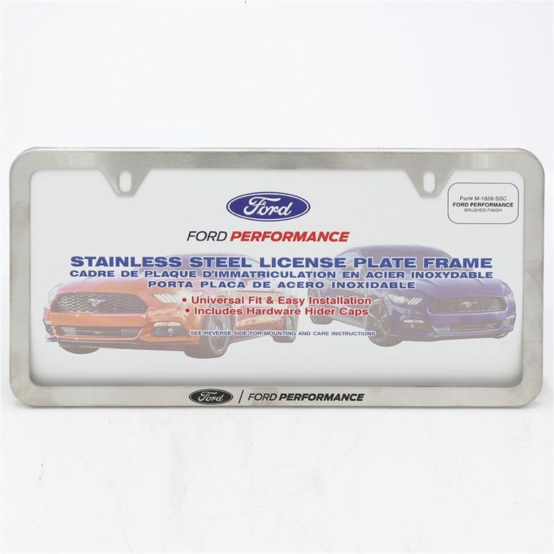 Ford Racing Slim License Plate Frame - Brushed Stainless Steel