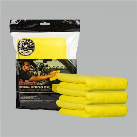 Chemical Guys Workhorse Professional Microfiber Towel - 16in x 16in - Yellow - 3 Pack