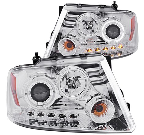 ANZO 2004-2008 Ford F-150 Projector Headlights w/ Halo and LED Chrome