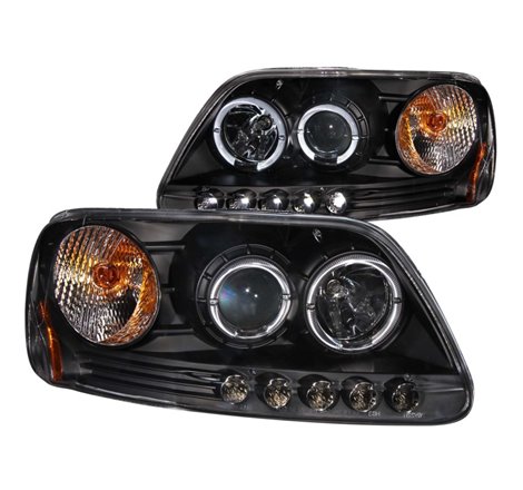 ANZO 1997.5-2003 Ford F-150 Projector Headlights w/ Halo and LED Black 1pc