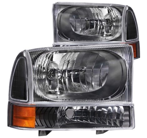 ANZO 2000-2004 Ford Excursion Crystal Headlights Black