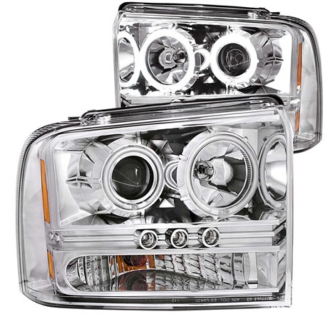 ANZO 2005-2007 Ford Excursion Projector Headlights w/ Halo Chrome w/ LED Strip (CCFL) 1pc