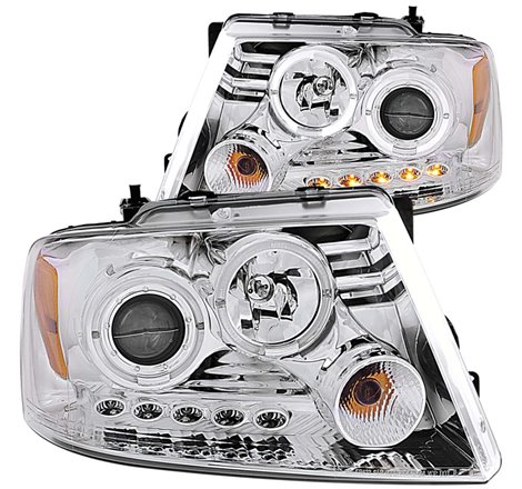 ANZO 2004-2008 Ford F-150 Projector Headlights w/ Halo and LED Chrome G2