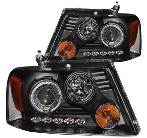 ANZO 2004-2008 Ford F-150 Projector Headlights w/ Halo and LED Black G2