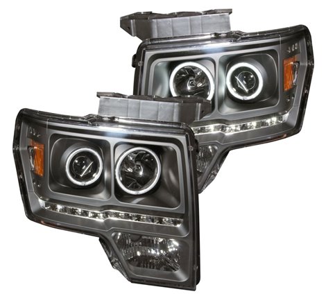ANZO 2009-2014 Ford F-150 Projector Headlights w/ Halo Black (CCFL) G2