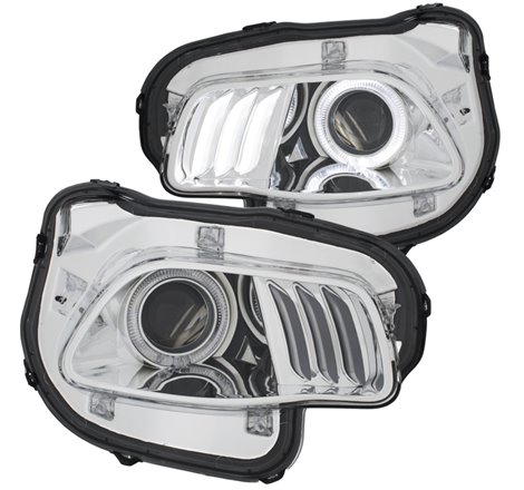 ANZO 2014-2016 Jeep Cherokee Projector Headlights Chrome clear w/ white and Red